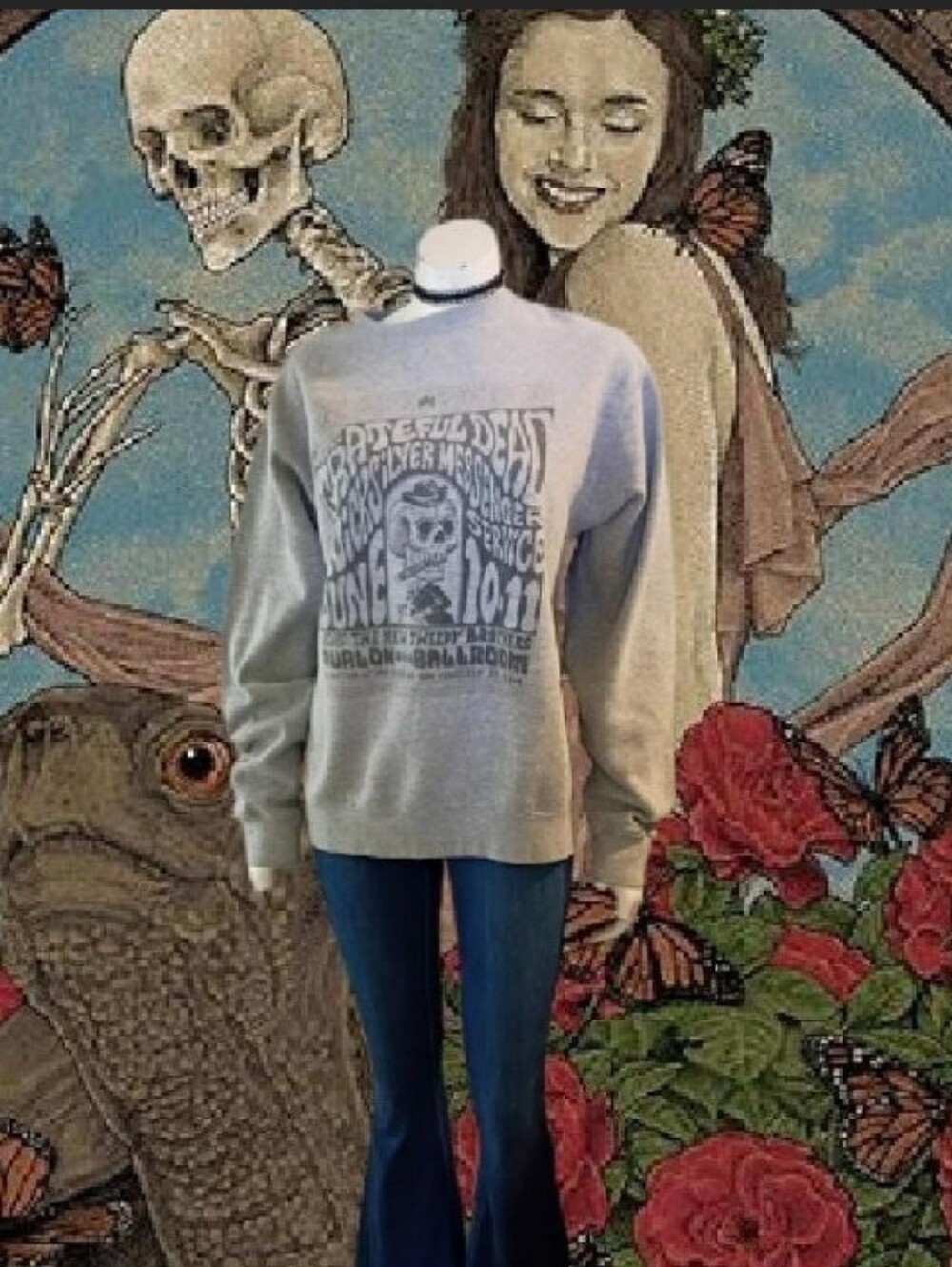 VTG John Galt Style Light & Dark Grey The Grateful Dead Sweatshirt Sz M